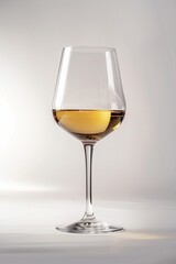 Vin blanc dans un verre sur un fond blanc de studio, illustration boisson ia g&eacute;n&eacute;rative