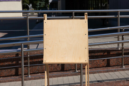 Notice board on the city street, malbert for drawing, board for pictures.