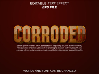 corroded text effect, font editable, typography, 3d text. vector template