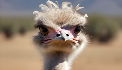 An Ostrich With Its Feathers Ruffled By The Wind Upscaled 4 - obrazy, fototapety, plakaty