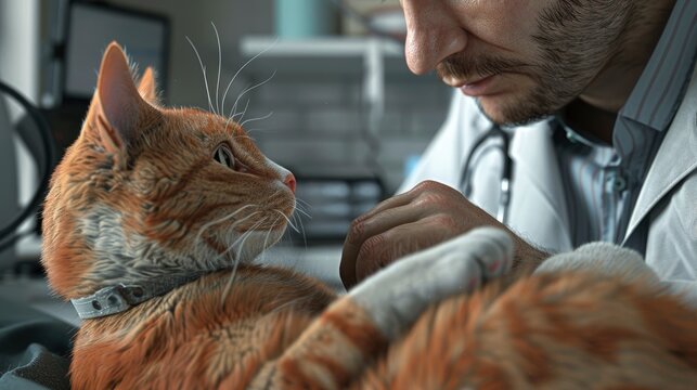 Professional Vet Doctor Helps Cat Owner, Banner Image For Website, Background, Desktop Wallpaper