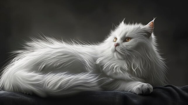 Scottish Straight Longhair White Cat, Banner Image For Website, Background, Desktop Wallpaper