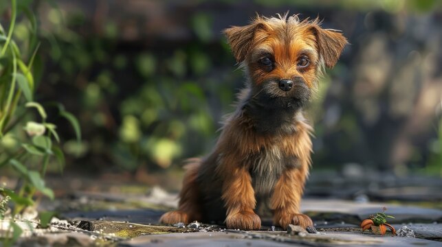 Small Cute Puppy Domestic Dog Green, Banner Image For Website, Background, Desktop Wallpaper