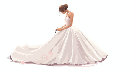 Fototapeta na wymiar The final touches of a brides wedding dress.