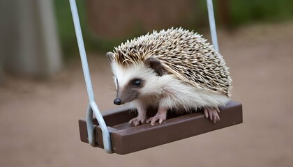 A Hedgehog Sitting On A Swing Ride Upscaled 7