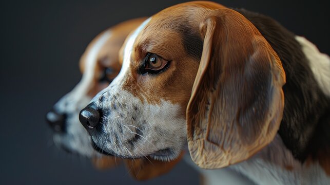 Three Beagle Dogs Looking Down Blank, Banner Image For Website, Background, Desktop Wallpaper