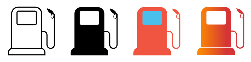 Gasoline pump nozzle sign.Gas station icon. Linear and filled icon set of vector illustration concept - obrazy, fototapety, plakaty