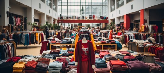 visual for a bustling trade fair expo, featuring a dynamic showcase of products and services against a backdrop of vibrant banners, with a diverse crowd in attendance
