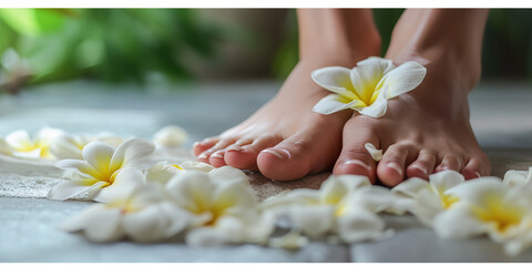 Obraz na płótnie Canvas Spa treatment and product for female feet