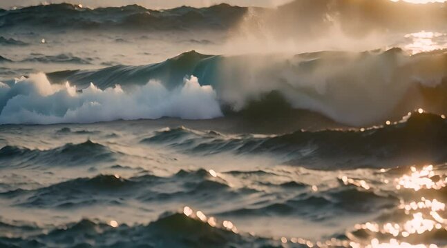 A Towering Wave Freezes in Time as it Breaks on the Shore