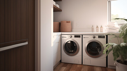 Laundry area with washer and dryer.