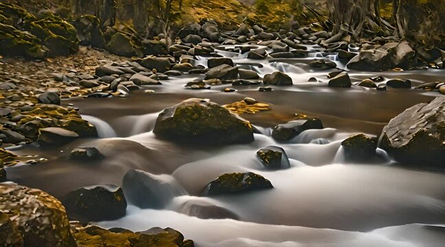 A Long Exposure Photograph Captures the Flow of a Stream