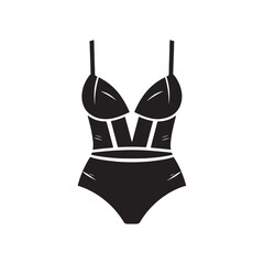 Modern Minimalist Swimwear Silhouette Collection - Redefining Minimalist Chic with Swimwear Illustration - Minimallest Swimwear Vector
