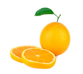 Orange and slices isolated on a white background