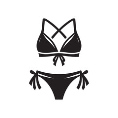 Coastal Chic Swimwear Silhouette Ensemble - A Fusion of Coastal Charm and Urban Chic with Swimwear Illustration - Minimallest Swimwear Vector

