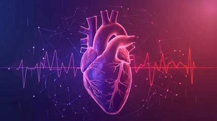 Arrhythmias medical concept, irregular heartbeats and atrial fibrillation illustration - obrazy, fototapety, plakaty