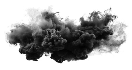 Black smoke with dusts on empty transparent background. Isolated abstract brush. Generative ai - 763053980