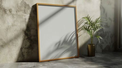 High quality wall art frame mockup. Simple home interior design. Closeup. 3d rendering