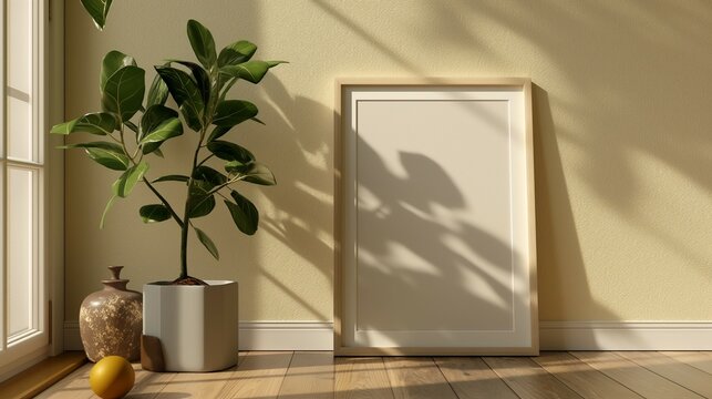 mockup picture frame. simple home interior design.Closeup. 3d rendering