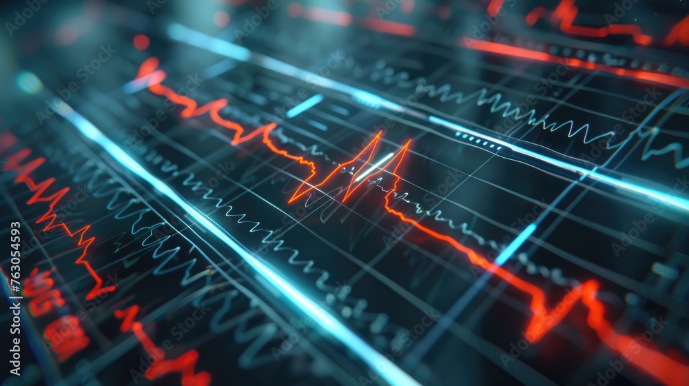 Leinwandbilder close up of a computer screen displaying graphs, suitable for business presentations