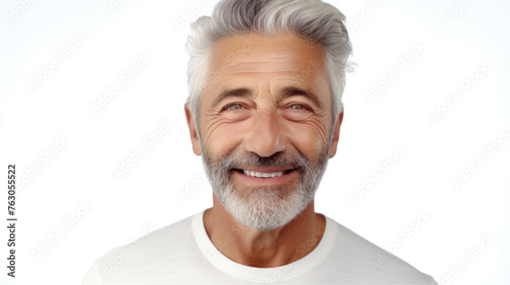 Poster A detailed shot of a man with a white beard. Suitable for various projects