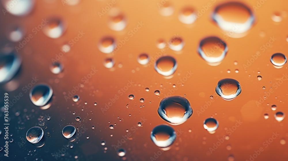 Poster close-up view of water droplets on a window. perfect for weather or nature concepts