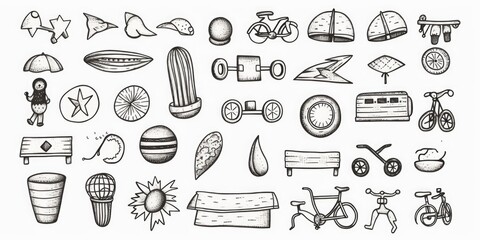 Collection of hand-drawn doodles, perfect for creative projects