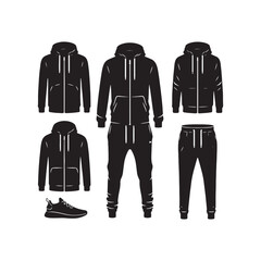 Dynamic Tracksuit Silhouette Extravaganza - Embracing Comfort and Style in Every Tracksuit Illustration - Minimallest Vector
