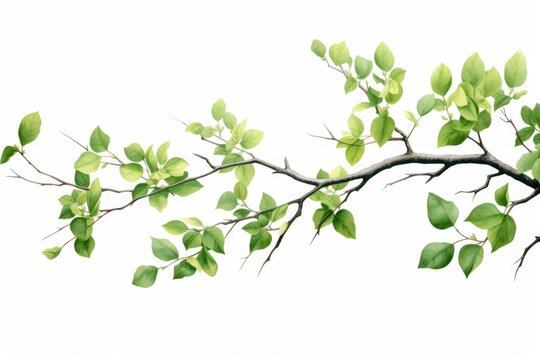 Fresh green leaves on a tree branch, suitable for nature concepts