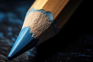 Detailed close up of a pencil with a blue tip, suitable for educational or office concepts - Powered by Adobe
