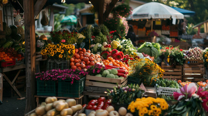 Farmer's Market Display of Fresh Produce