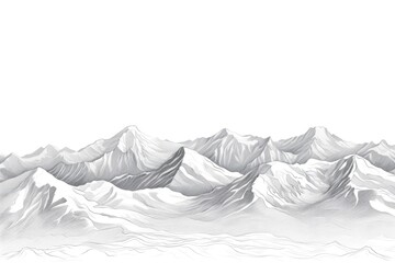 Detailed black and white illustration of a mountain range, suitable for various design projects