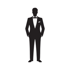 Timeless Tuxedo Silhouette Collection - A Visual Symphony of Formal Attire with Tuxedo Illustration - Sleek Tuxedo Vector Design
