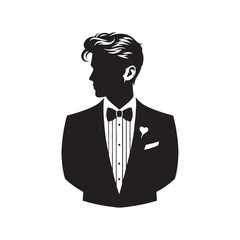 Modern Tuxedo Silhouette Ensemble - Contemporary Shadows of Elegance with Tuxedo Illustration - Minimal Tuxedo Vector Design
