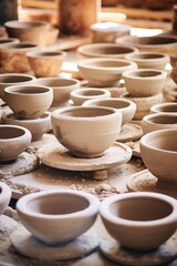 A bunch of bowls on a table, perfect for kitchen or dining concepts