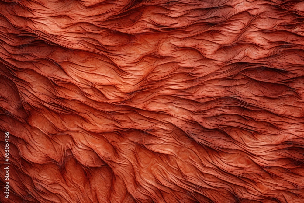 Poster detailed close-up of red textured fabric, suitable for backgrounds or textile concepts