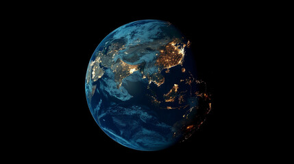 A close up of the Earth at night