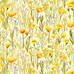yellow flowers and plant patterns