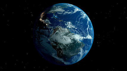 A close up of the Earth with a dark sky background