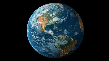 A close up of the Earth with the continents of North America