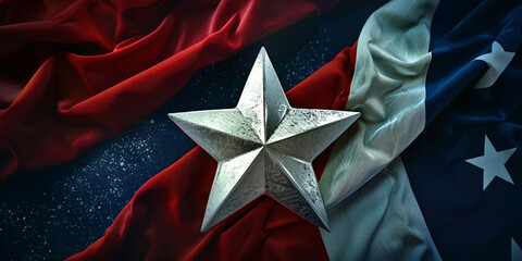 Textured Star on American Flag - 763057393