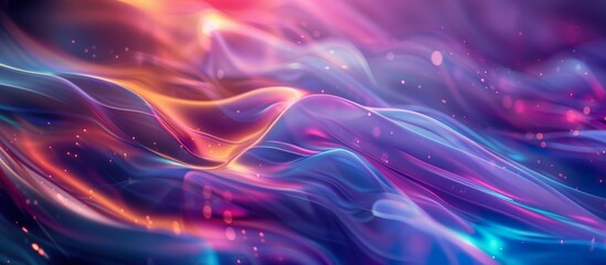 A colorful, swirling background with a purple and orange wave
