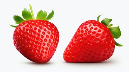 Two ripe strawberries placed side by side. Perfect for food and health-related designs