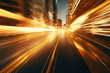 Blurry image of a city street at night, suitable for urban backgrounds