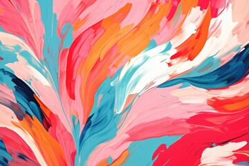 Vibrant painting with red, orange, and blue colors. Suitable for backgrounds or artistic projects