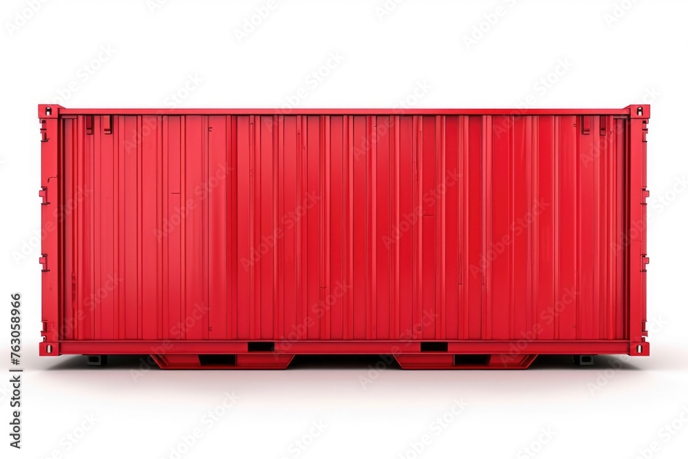 Poster a red container placed on a wooden pallet, suitable for industrial or storage concepts