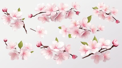 A bunch of pink flowers on a branch, perfect for nature-themed designs - Powered by Adobe
