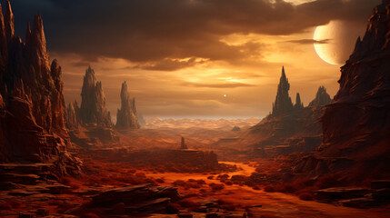 Otherworldly scenery with 3D rendering 