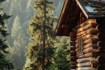 A peaceful log cabin nestled in the forest, perfect for nature lovers