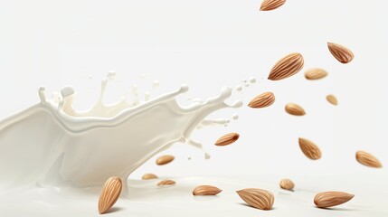 A splash of milk with a few almonds floating in it